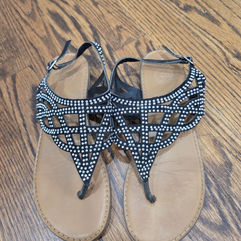 Wonder Nation Black Rhinestone Sandals